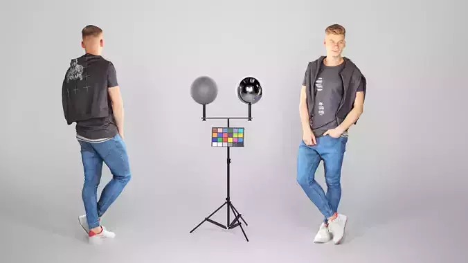 Stylish guy smiling 54 Low-poly 3D model
