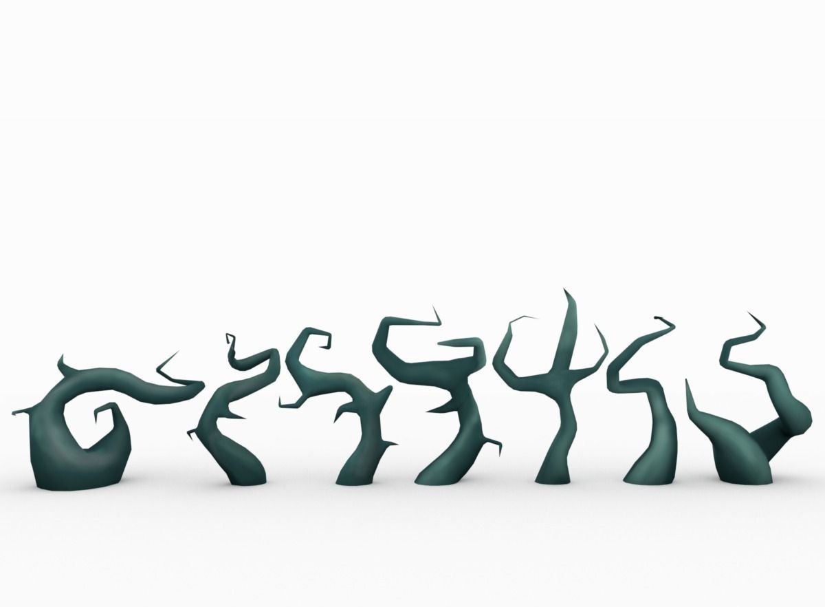 Spooky Toon Trees Low-poly 3D model_0