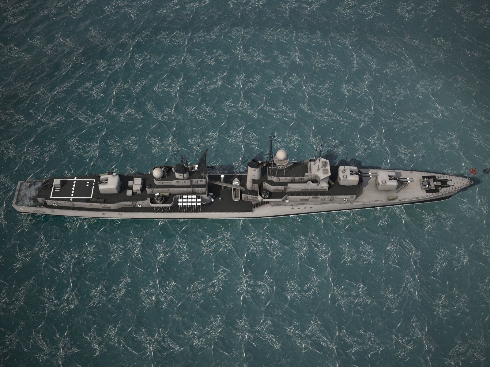 Daring Class Destroyer Battle Ship 3D model_7