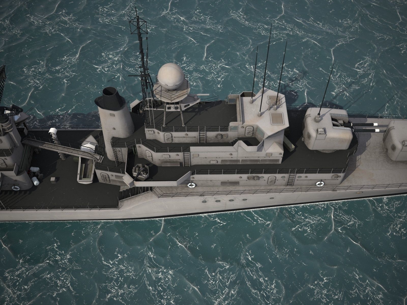 Daring Class Destroyer Battle Ship 3D model_9