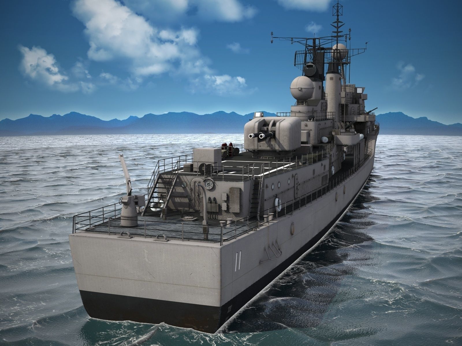 Daring Class Destroyer Battle Ship 3D model_3