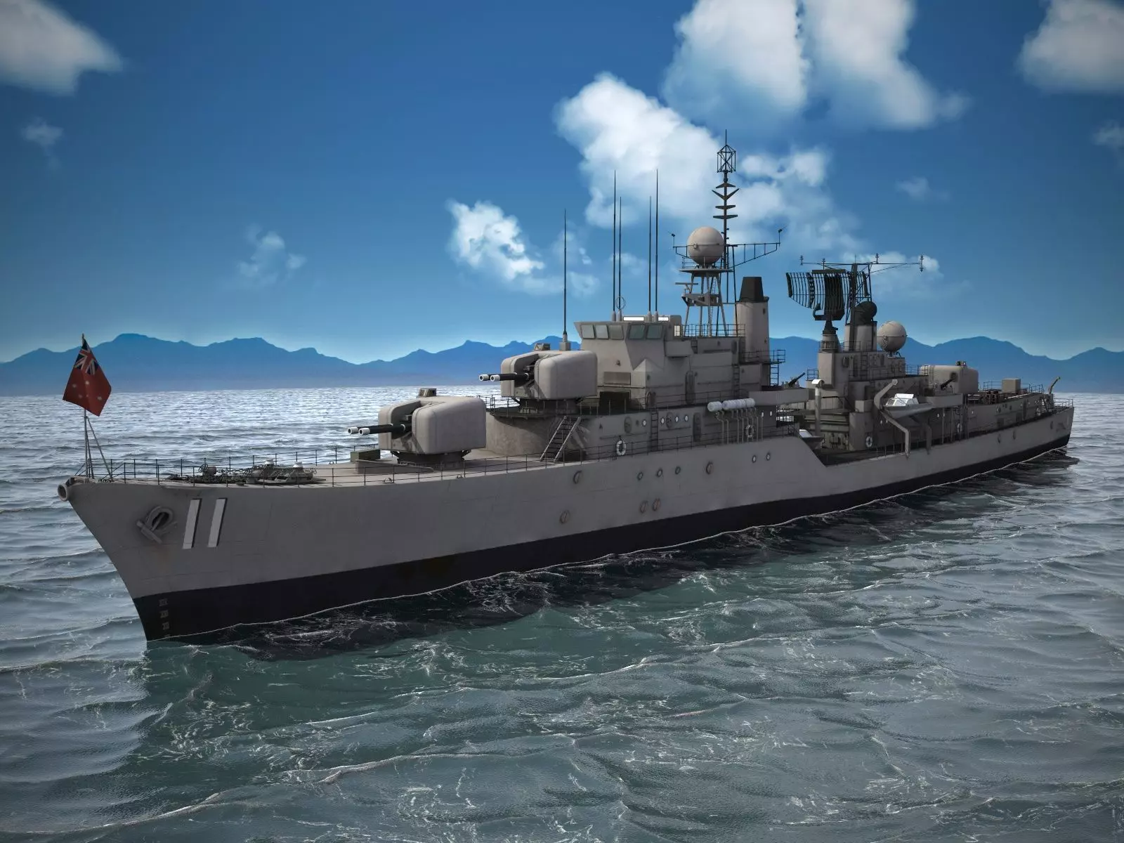 Daring Class Destroyer Battle Ship 3D model_0