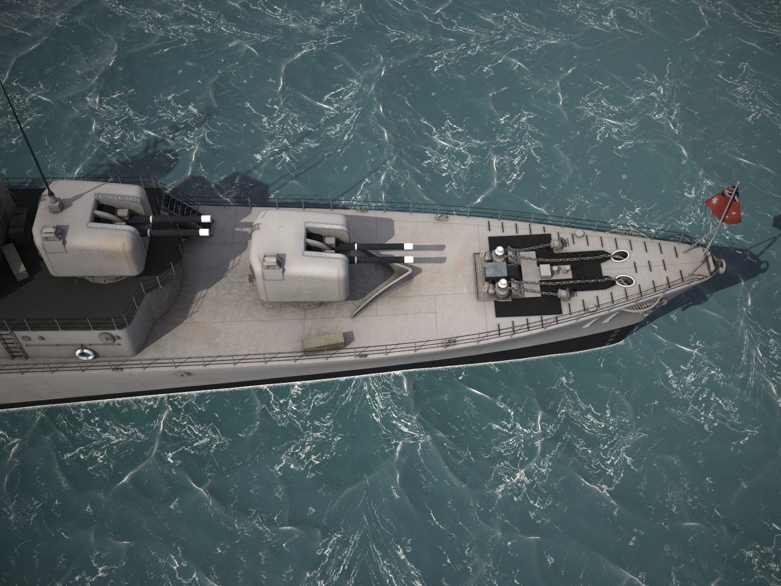 Daring Class Destroyer Battle Ship 3D model_8