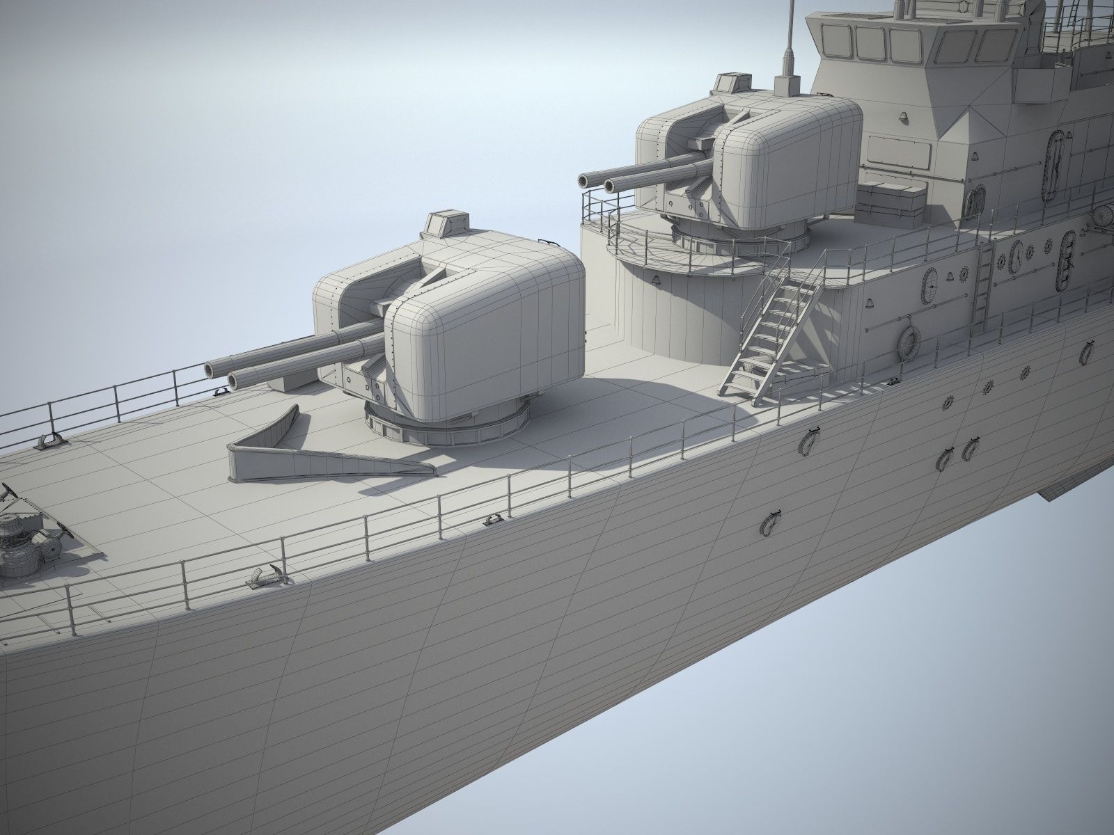 Daring Class Destroyer Battle Ship 3D model_19