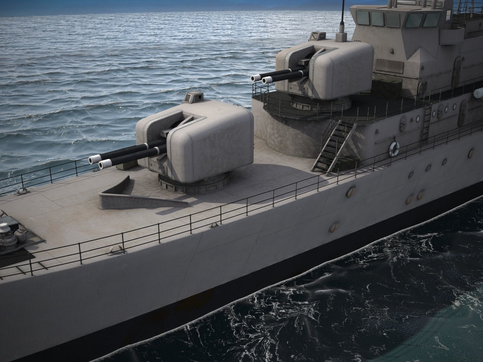 Daring Class Destroyer Battle Ship 3D model_4