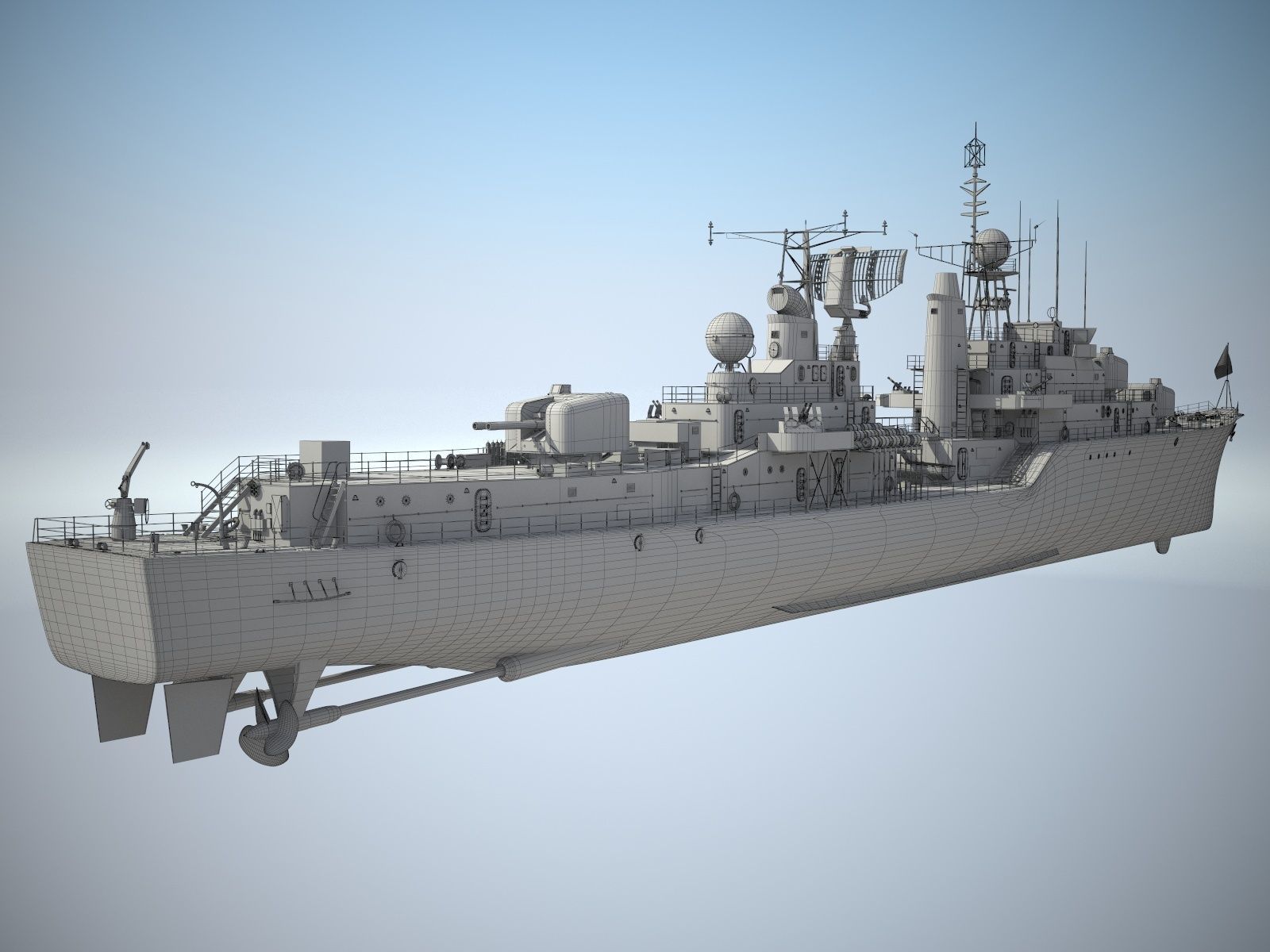 Daring Class Destroyer Battle Ship 3D model_18