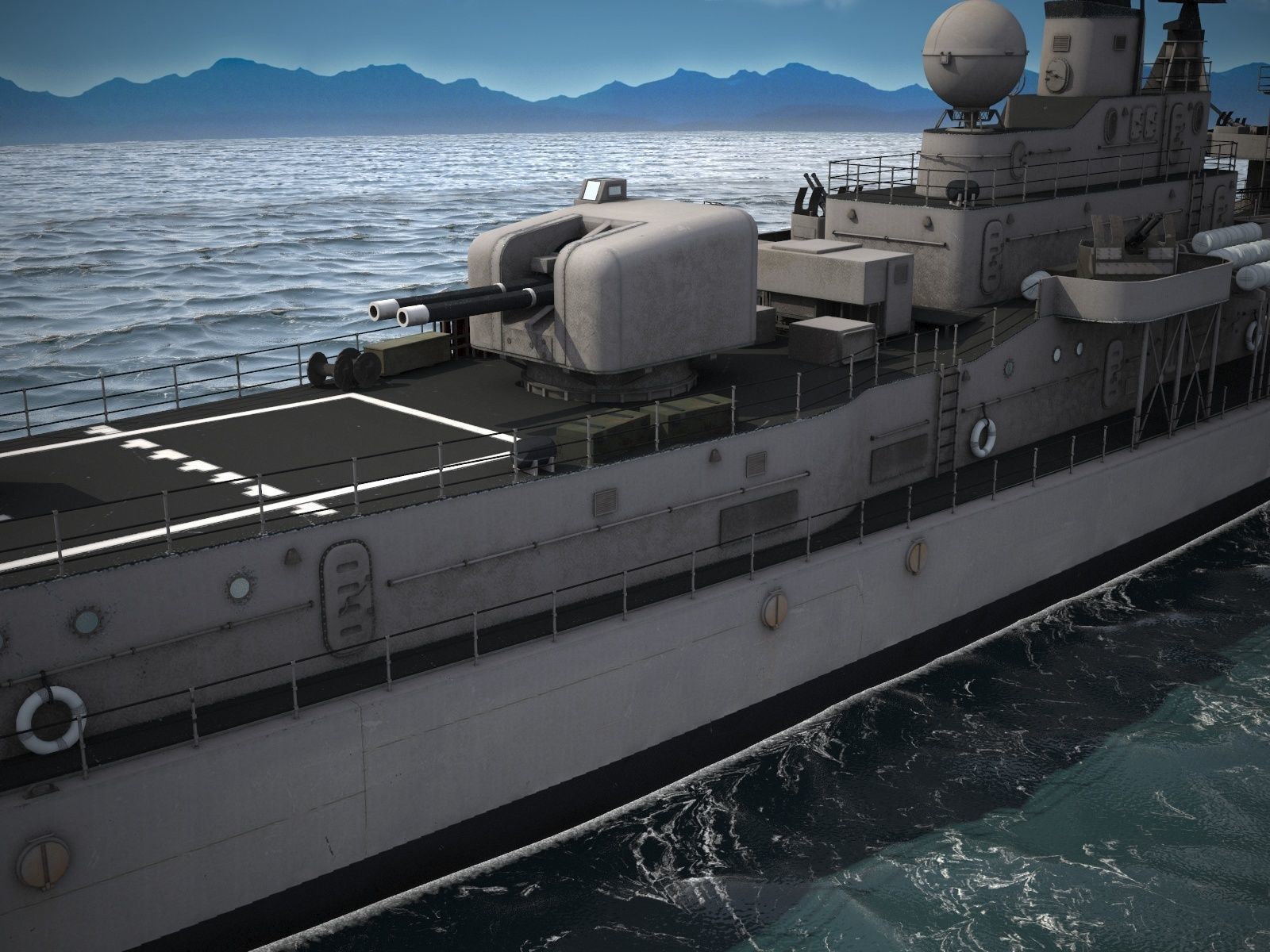 Daring Class Destroyer Battle Ship 3D model_5