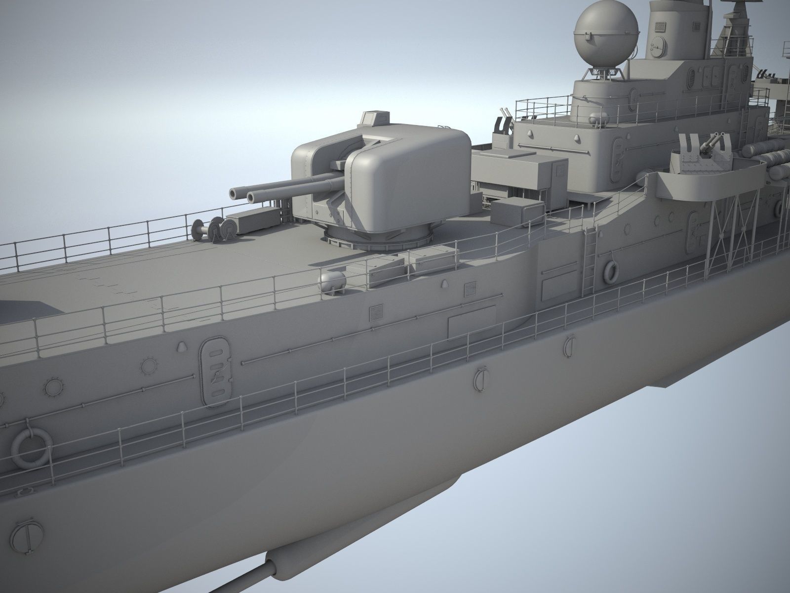 Daring Class Destroyer Battle Ship 3D model_16