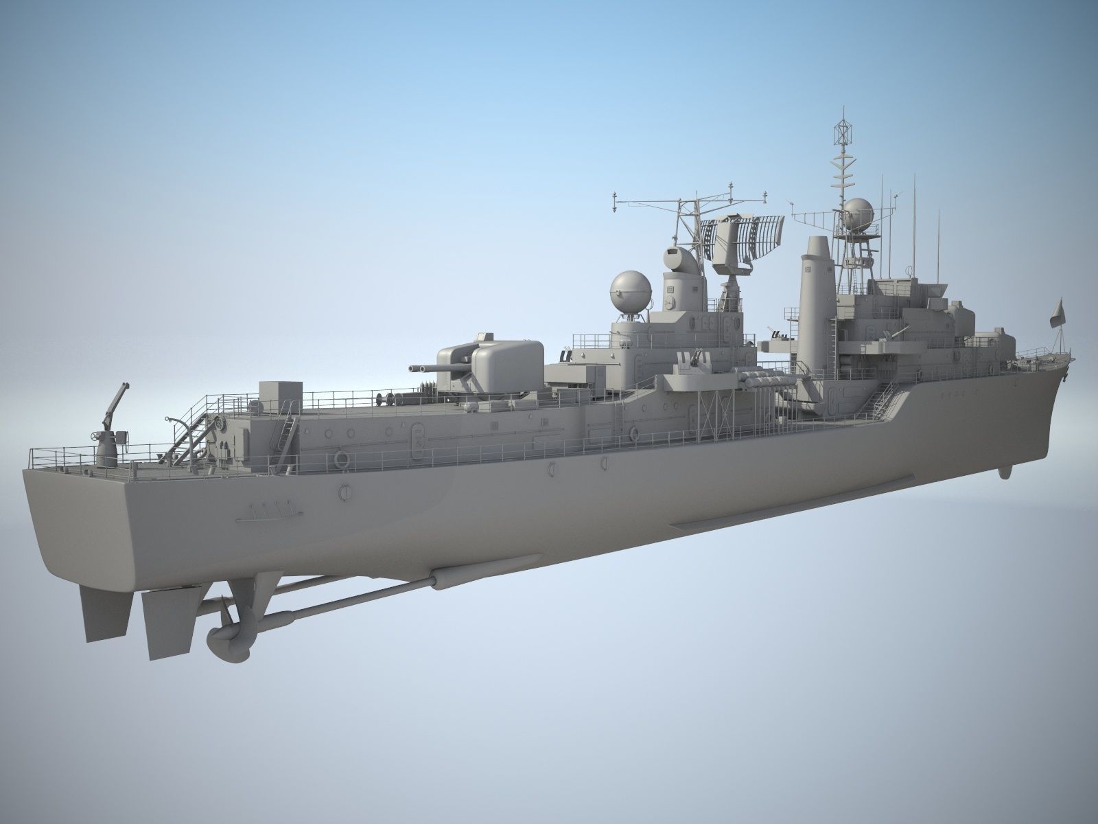 Daring Class Destroyer Battle Ship 3D model_14