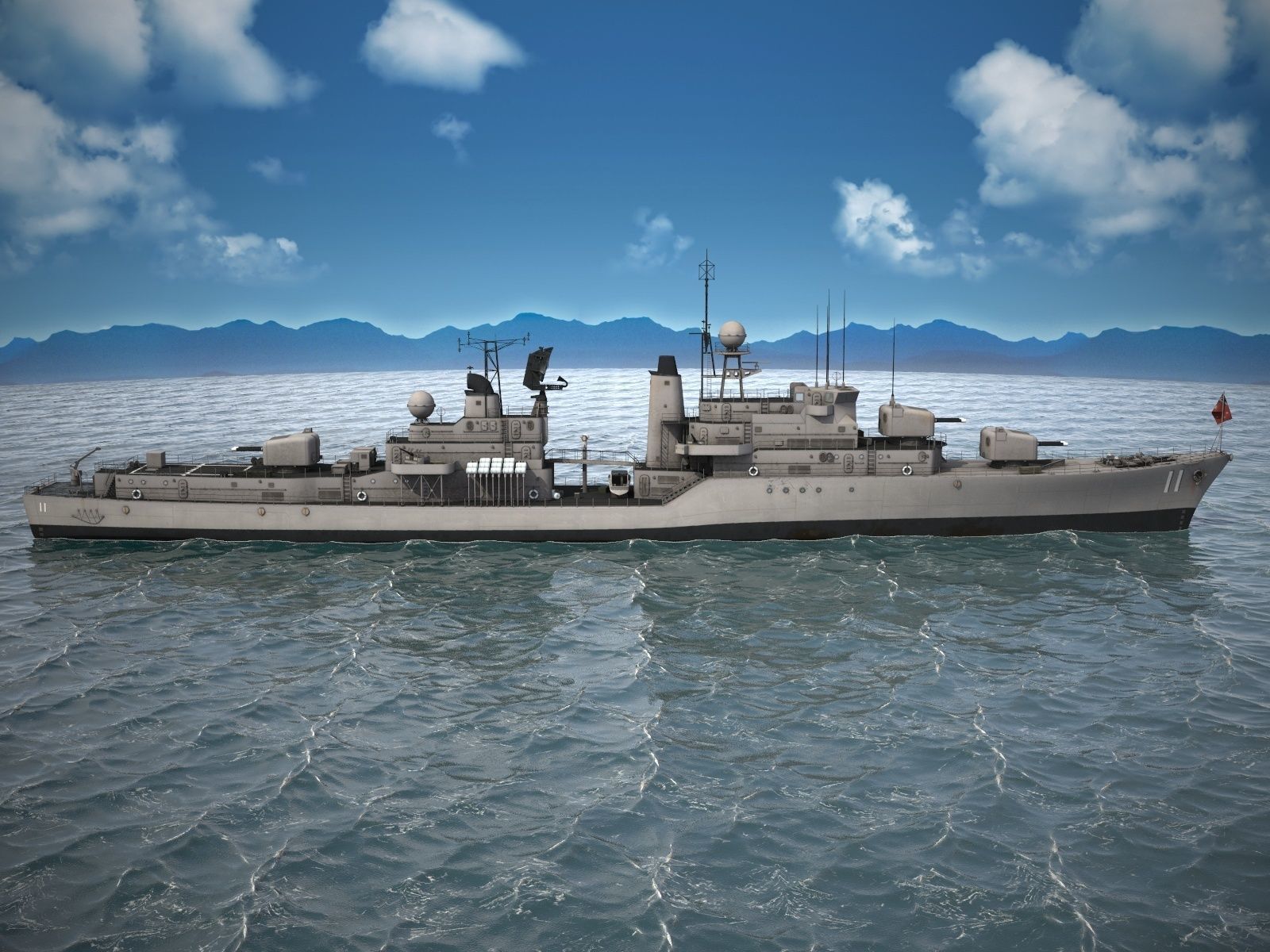 Daring Class Destroyer Battle Ship 3D model_6