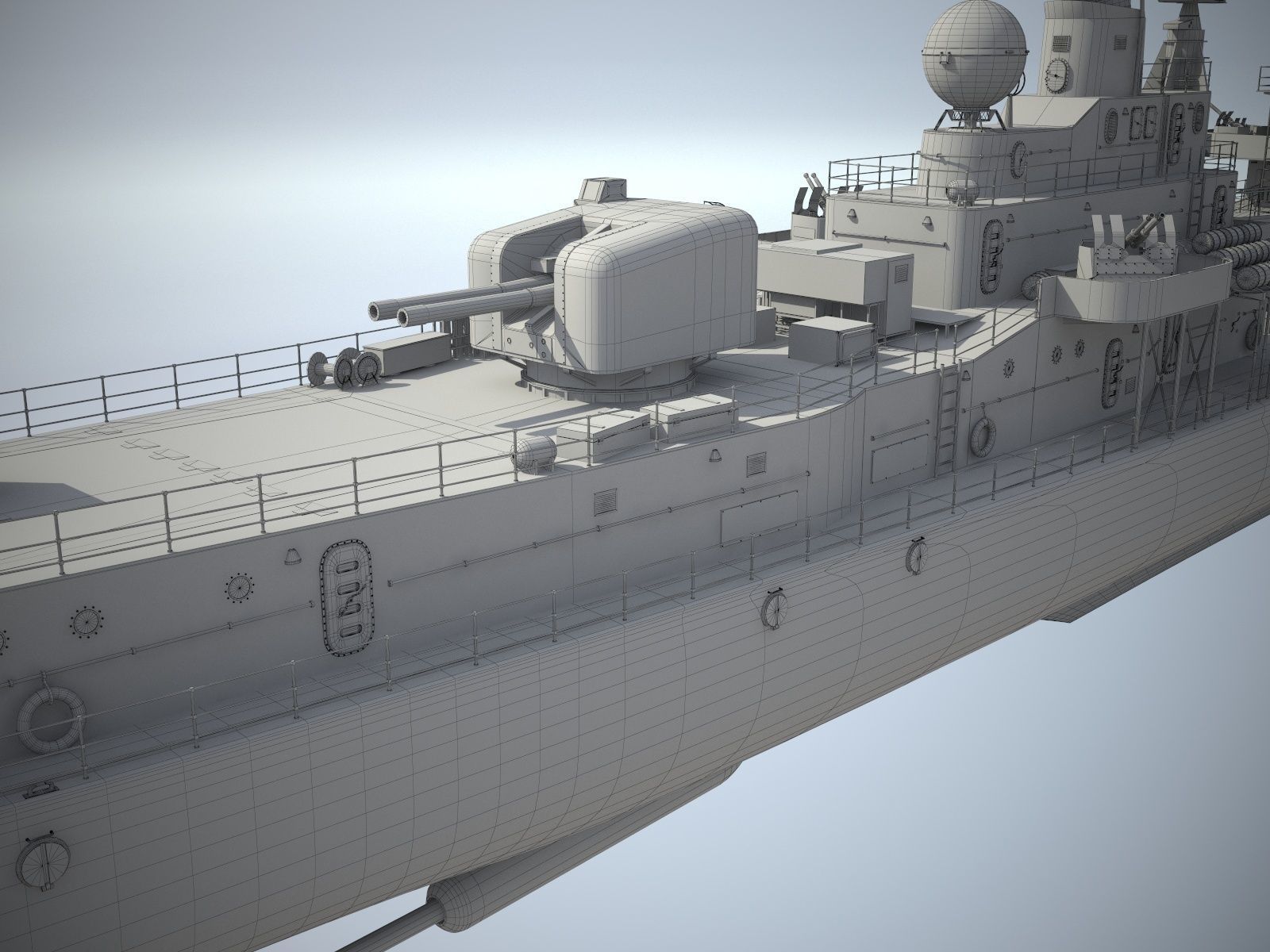 Daring Class Destroyer Battle Ship 3D model_20