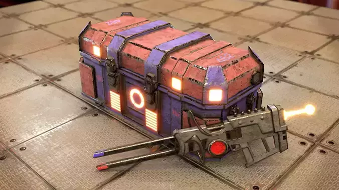 Sci-Fi Chest With Magnezone Weapon Low-poly 3D model