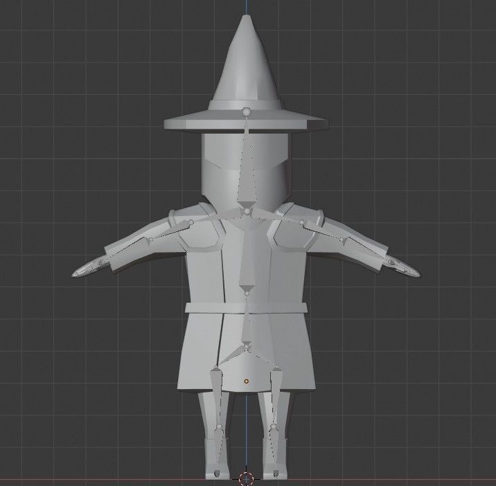 Low poly Mage character wearing hat and scarf Low-poly 3D model_5