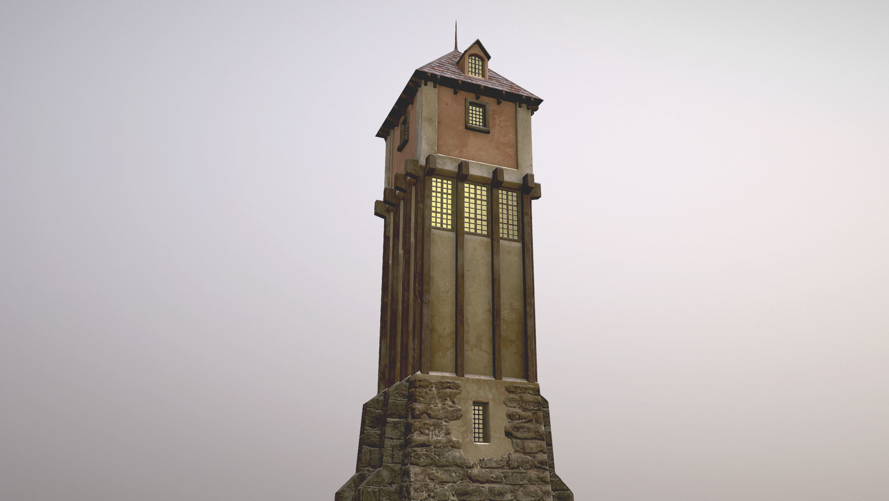 Medieval DRAGON Tower 01 Low-poly 3D model_7