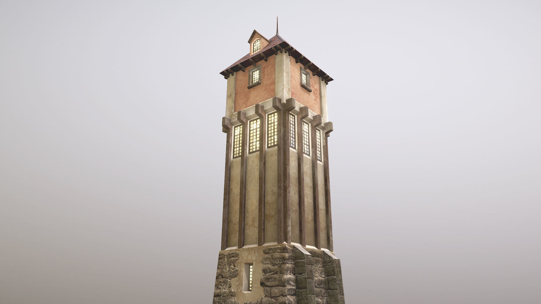 Medieval DRAGON Tower 01 Low-poly 3D model_1