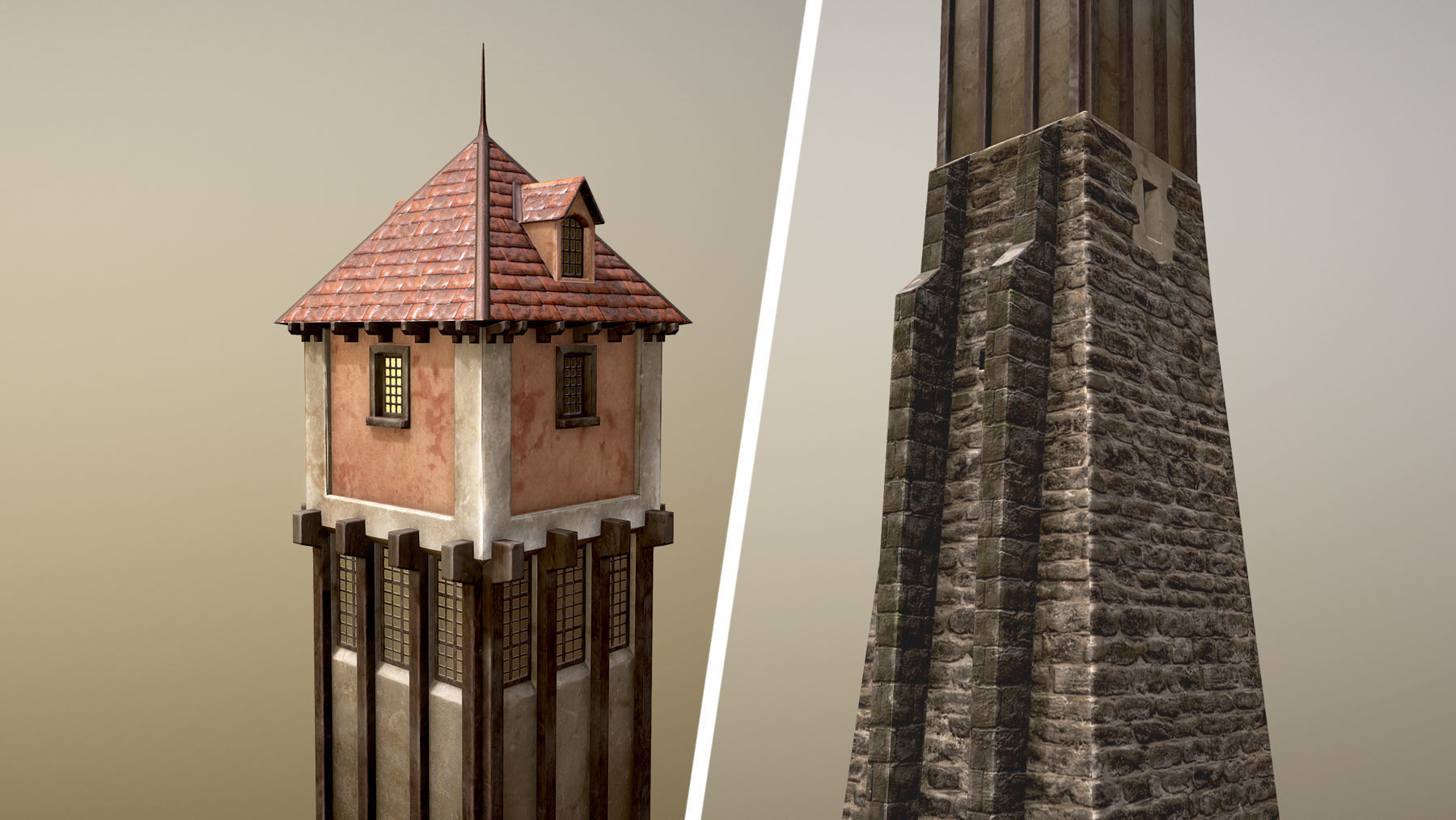 Medieval DRAGON Tower 01 Low-poly 3D model_8