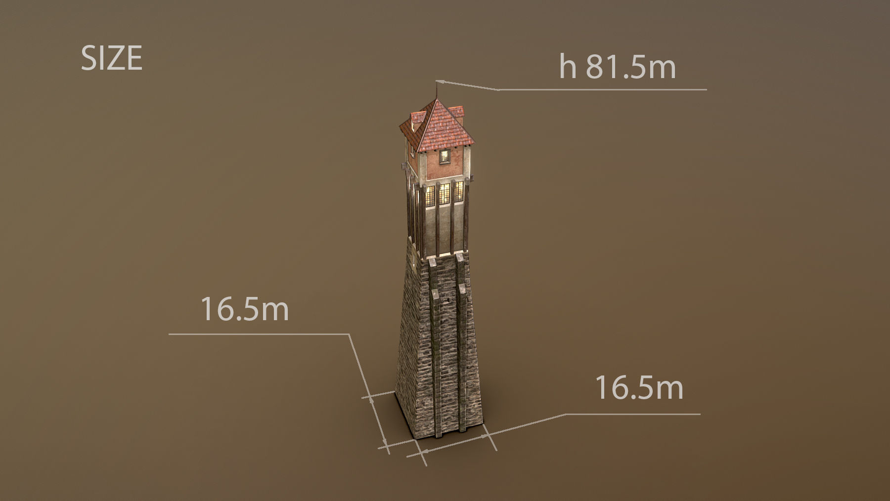 Medieval DRAGON Tower 01 Low-poly 3D model_6