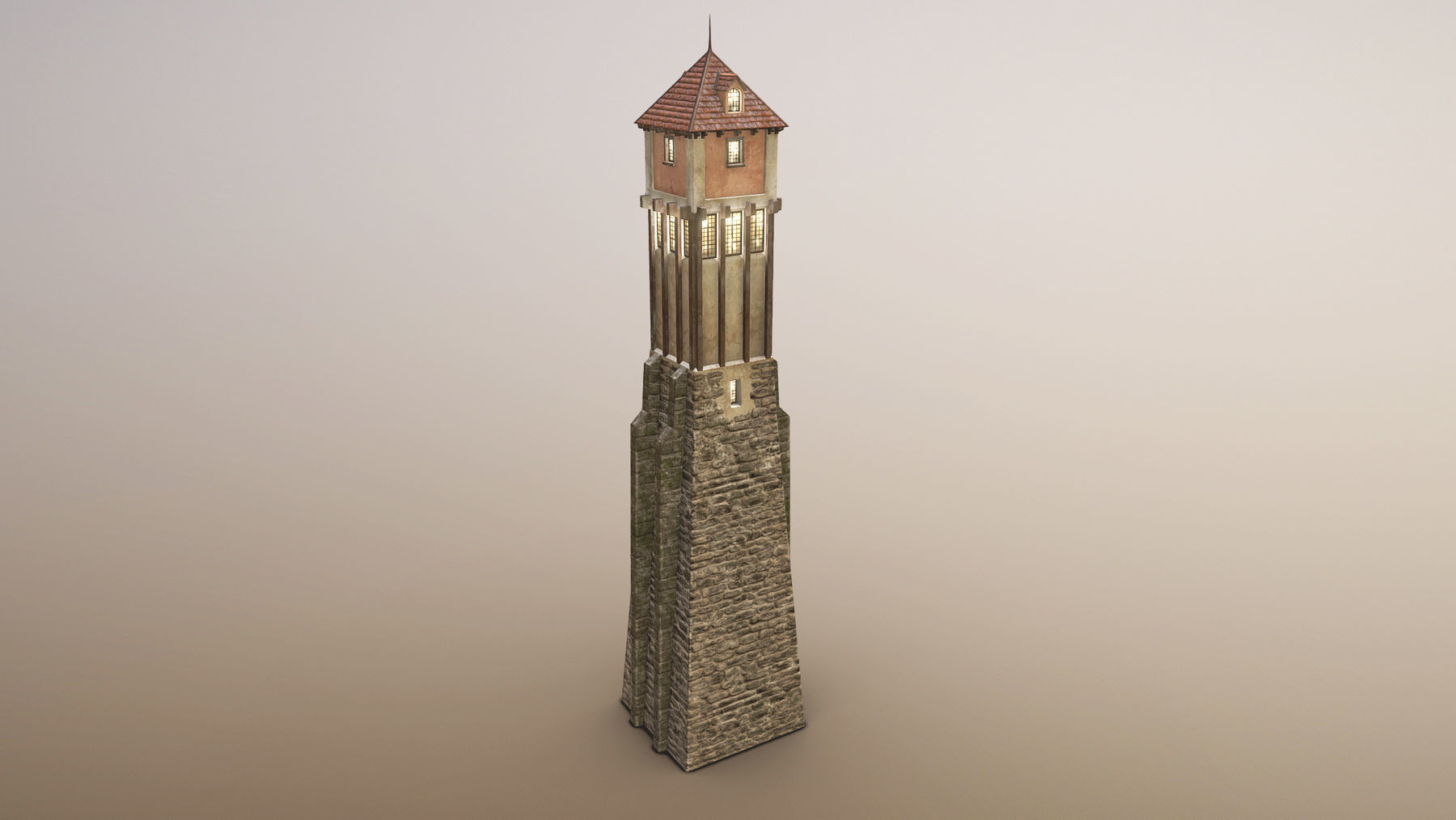 Medieval DRAGON Tower 01 Low-poly 3D model_3