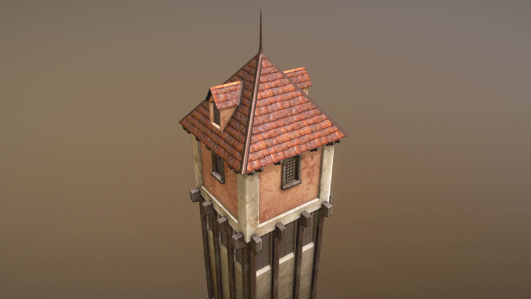 Medieval DRAGON Tower 01 Low-poly 3D model_9
