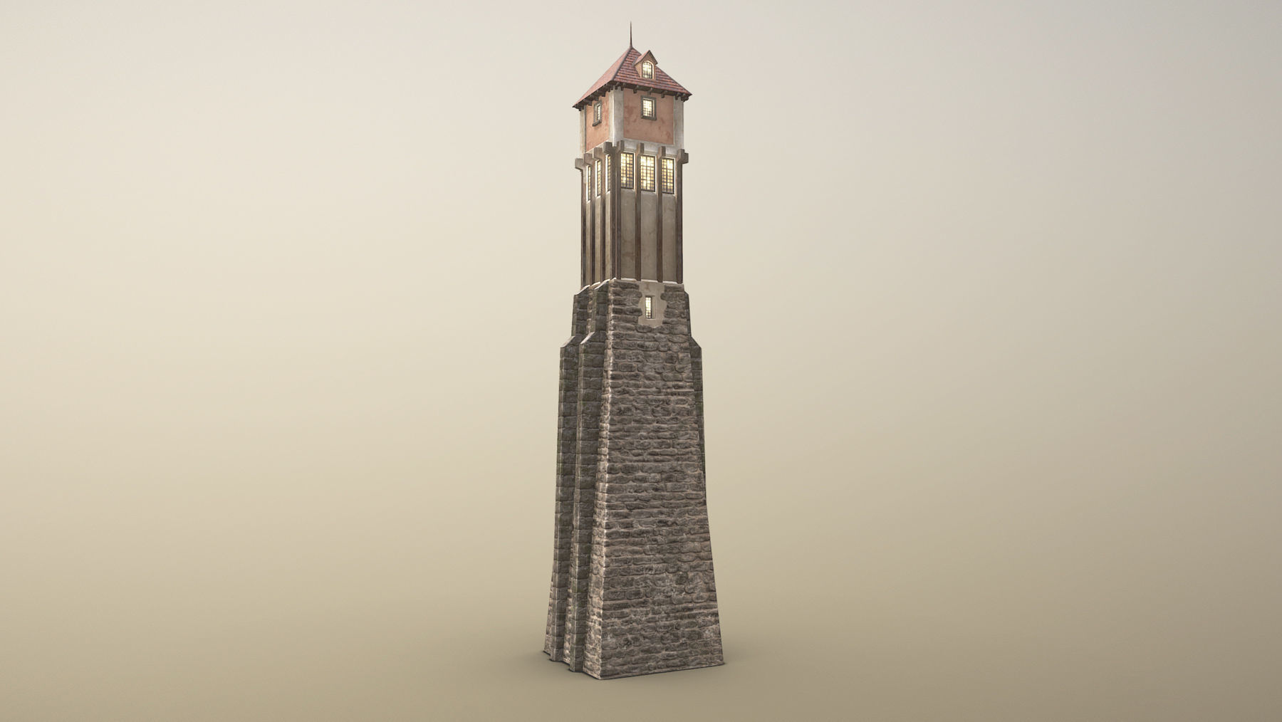 Medieval DRAGON Tower 01 Low-poly 3D model_4