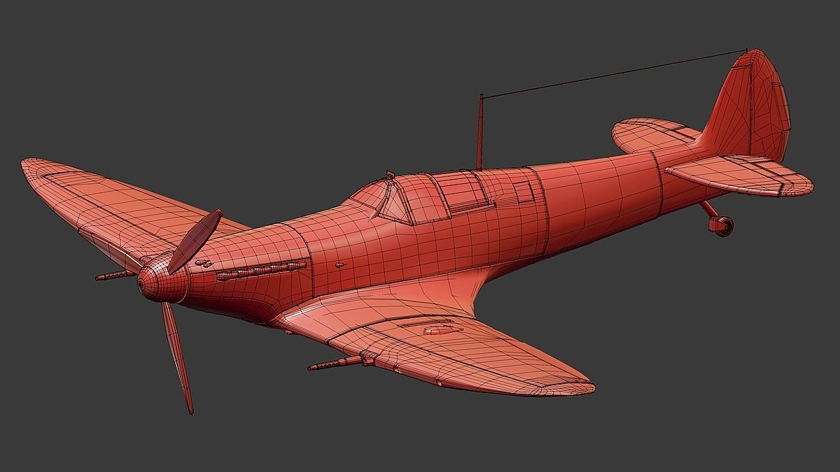 Supermarine Spitfire Low-poly 3D model_4