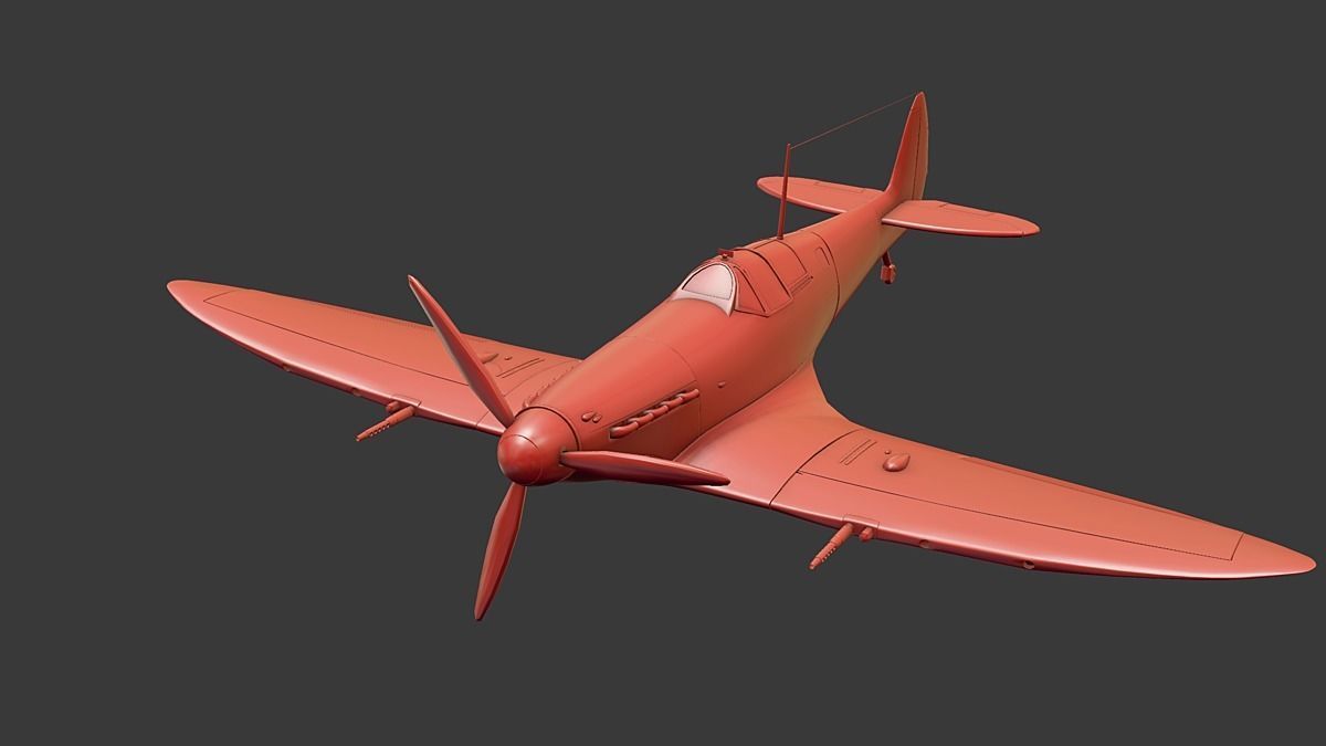 Supermarine Spitfire Low-poly 3D model_5