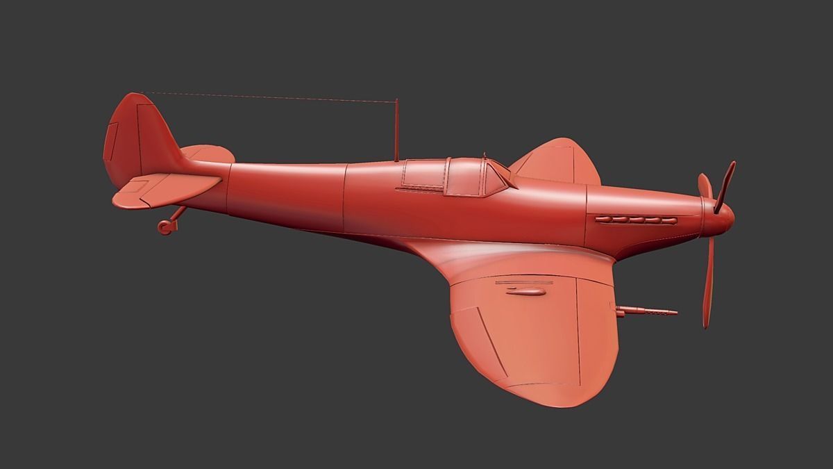 Supermarine Spitfire Low-poly 3D model_7