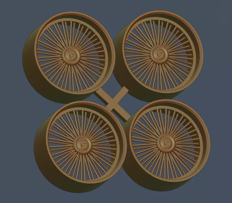 Forgiato wire wheels scale 1-24 1-25 with ring and without ring 3D print model_0