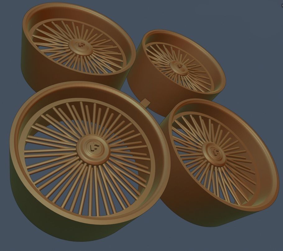 Forgiato wire wheels scale 1-24 1-25 with ring and without ring 3D print model_2