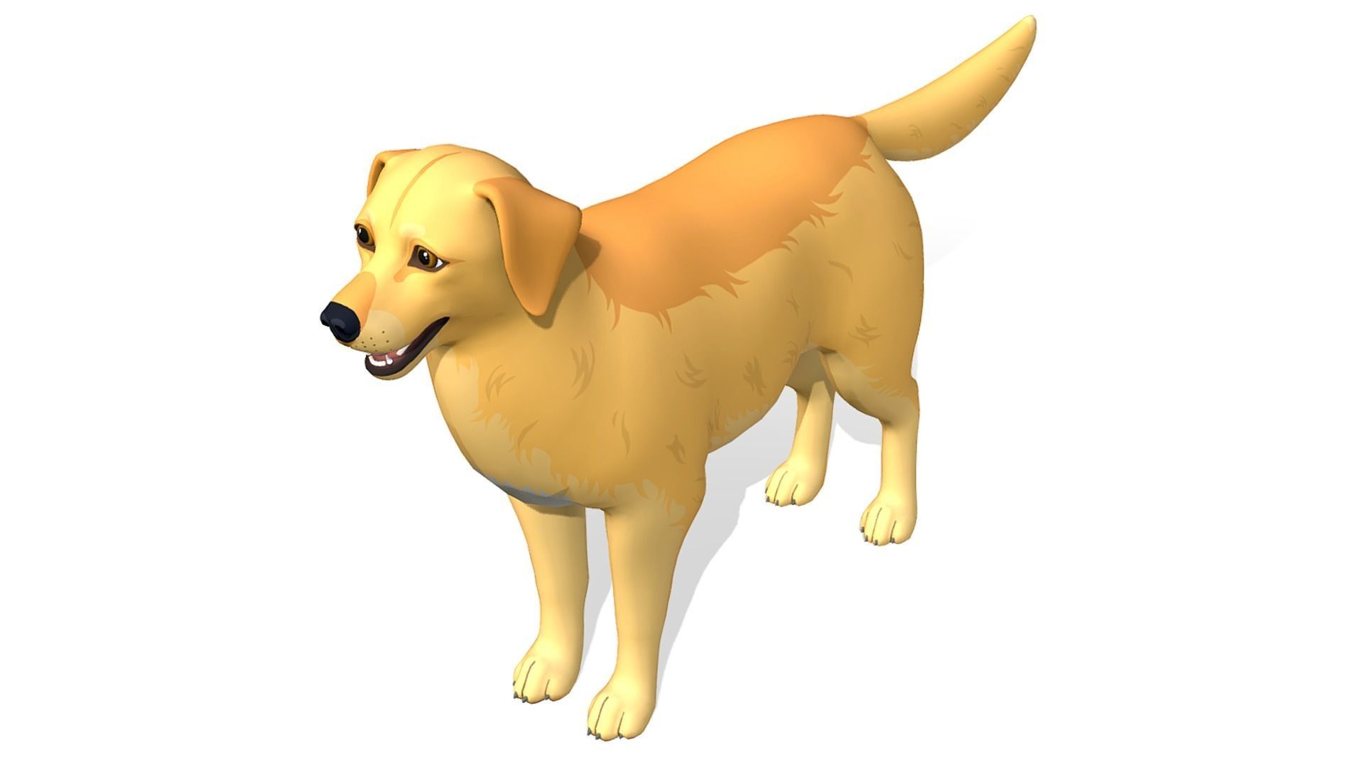Cartoon Dog - Golden Retriever Low-poly 3D model_2