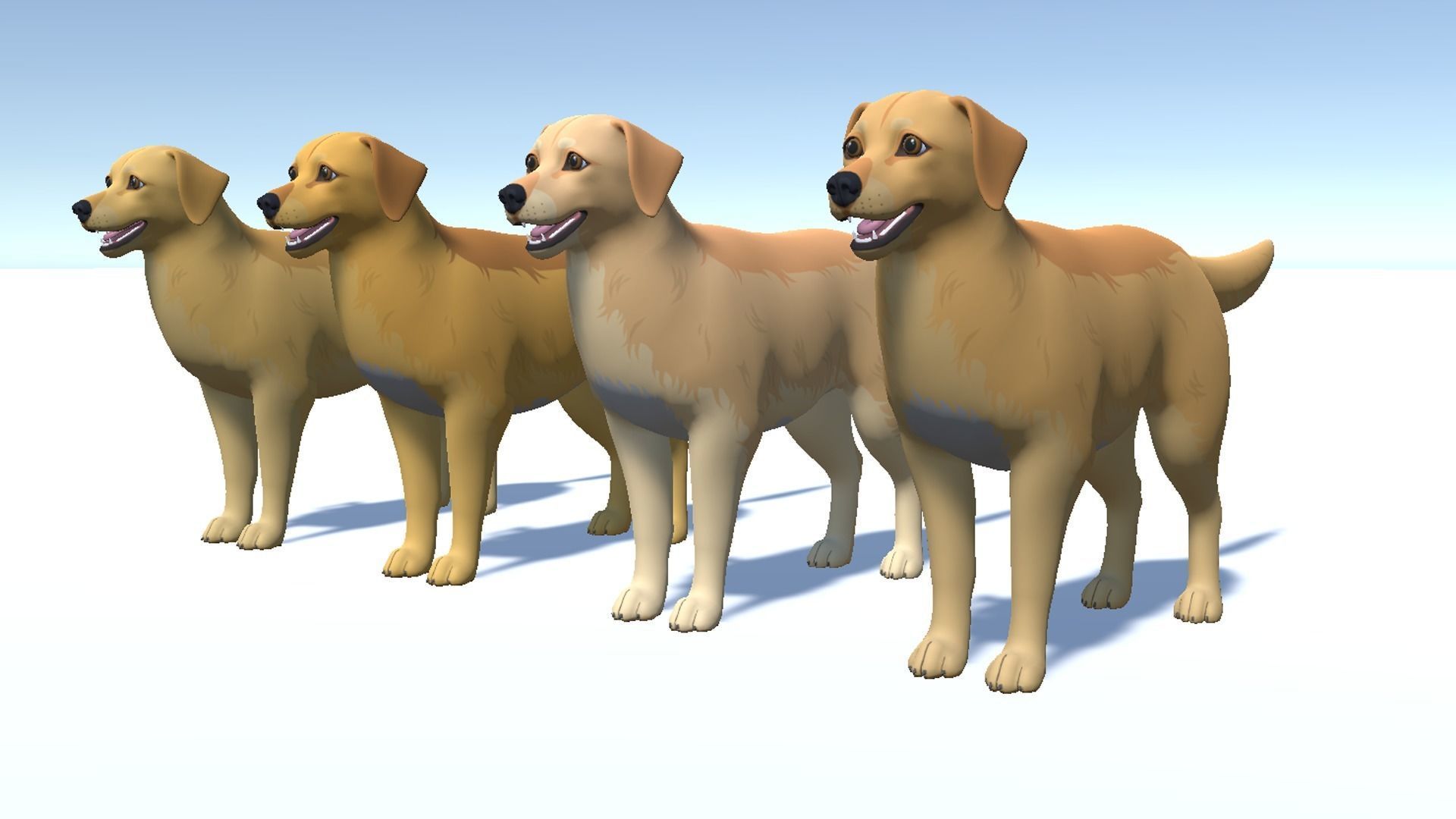 Cartoon Dog - Golden Retriever Low-poly 3D model_7