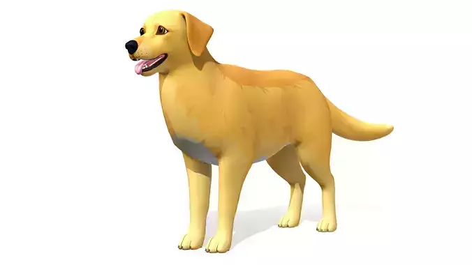 Cartoon Dog - Golden Retriever Low-poly 3D model