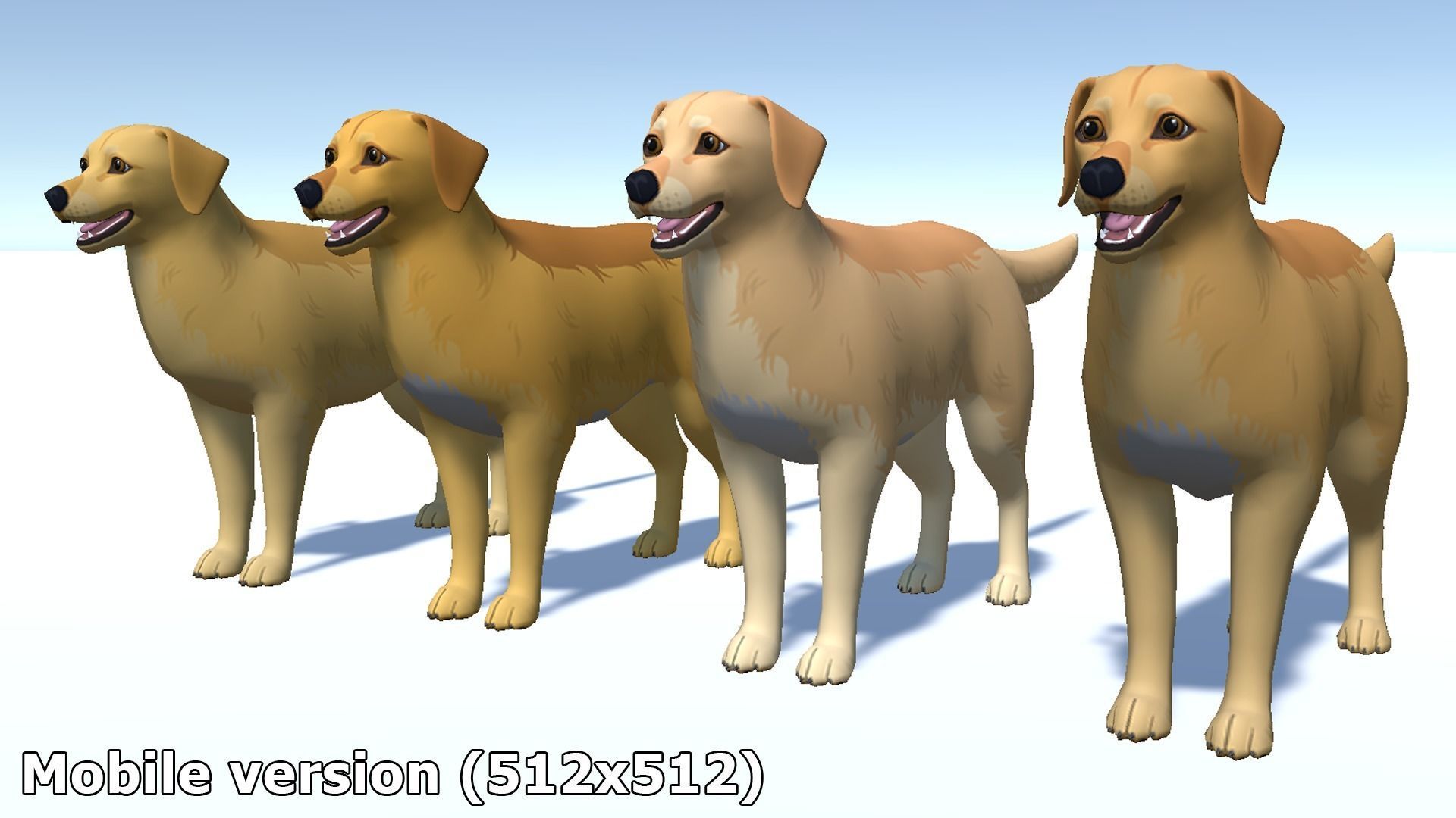 Cartoon Dog - Golden Retriever Low-poly 3D model_13