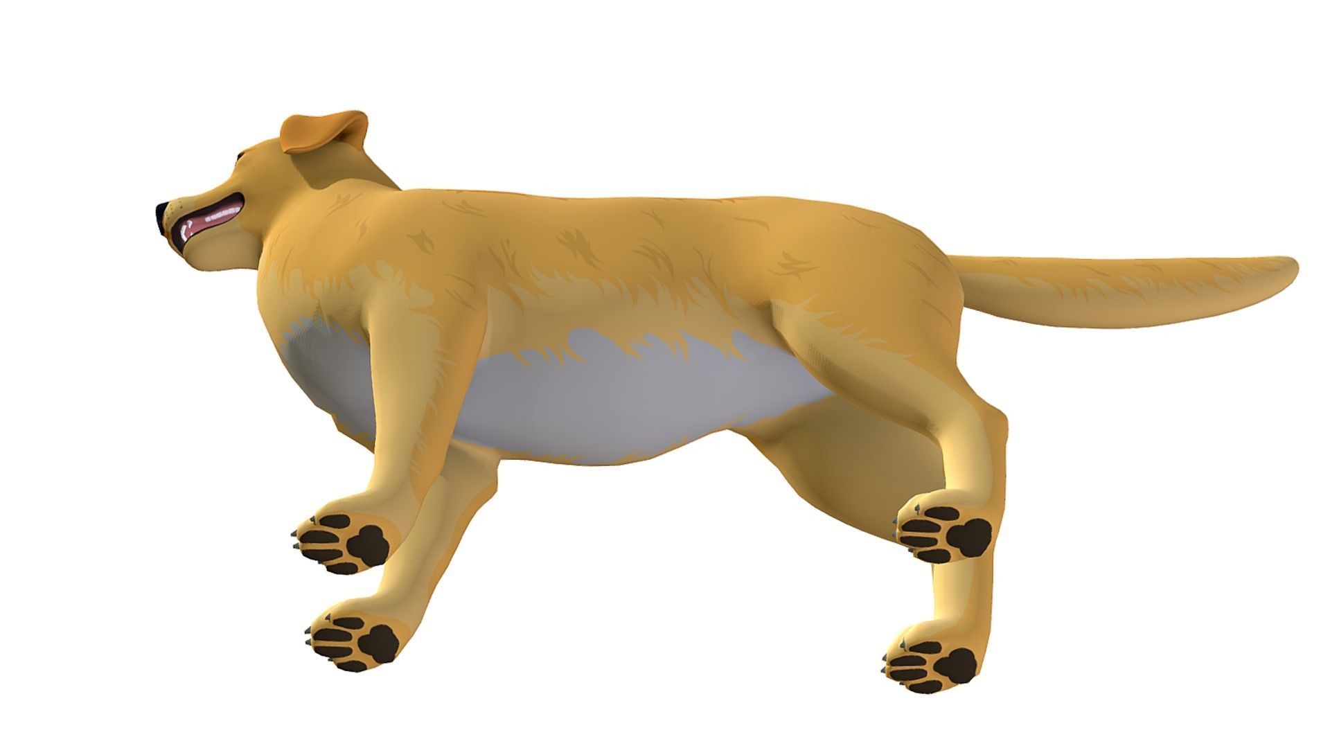 Cartoon Dog - Golden Retriever Low-poly 3D model_6