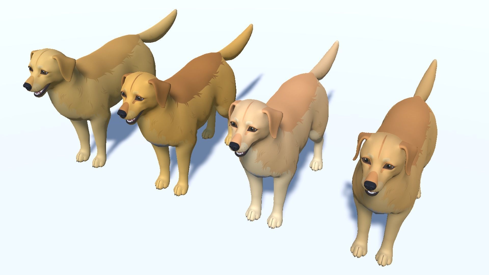 Cartoon Dog - Golden Retriever Low-poly 3D model_10