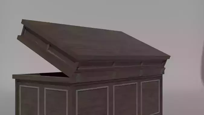 Big wooden chest Low-poly 3D model