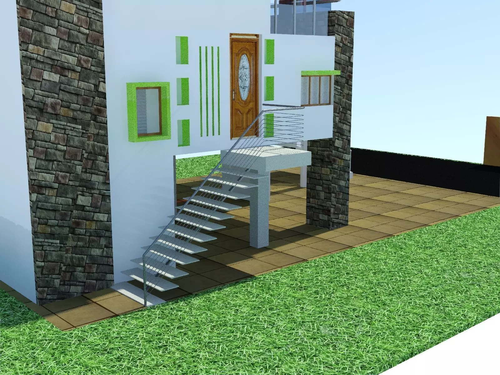 Beautiful two storey bungalow 3D model