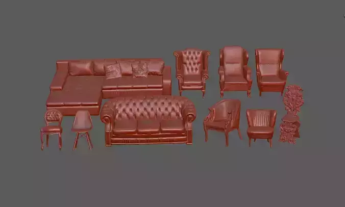 Sofa and chair  3D print model