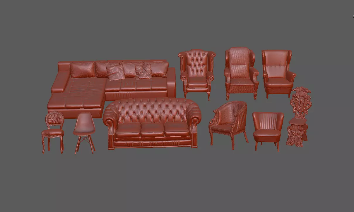 Sofa and chair 3D print model