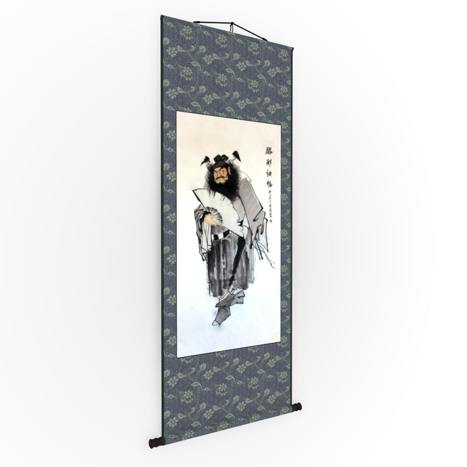 Chinese Hanging Scroll Brush Painting - Figure of Zhong Gui Low-poly 3D model_1