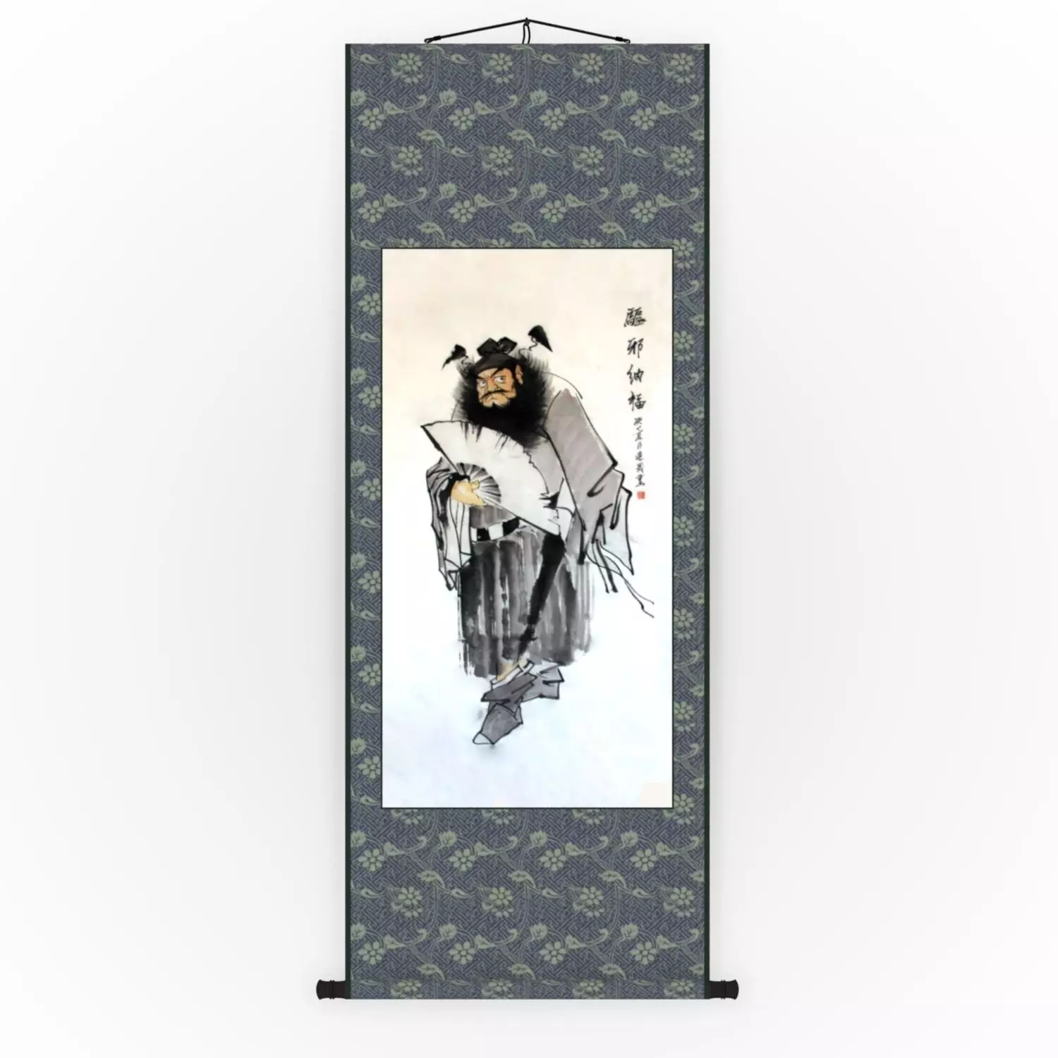 Chinese Hanging Scroll Brush Painting - Figure of Zhong Gui Low-poly 3D model_0