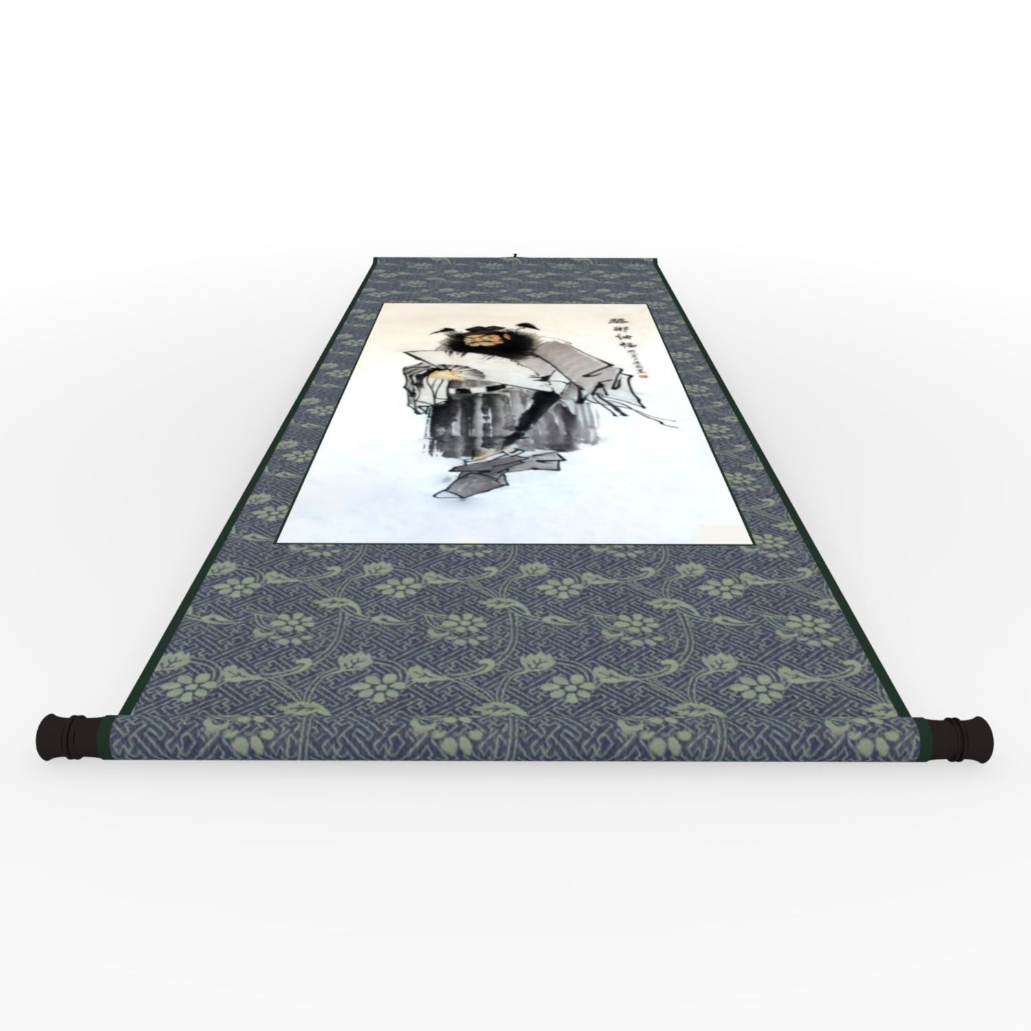 Chinese Hanging Scroll Brush Painting - Figure of Zhong Gui Low-poly 3D model_5