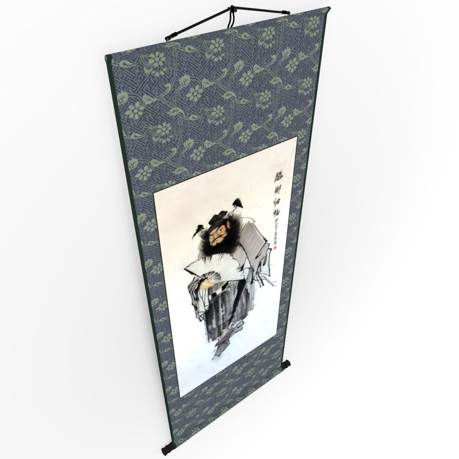 Chinese Hanging Scroll Brush Painting - Figure of Zhong Gui Low-poly 3D model_7