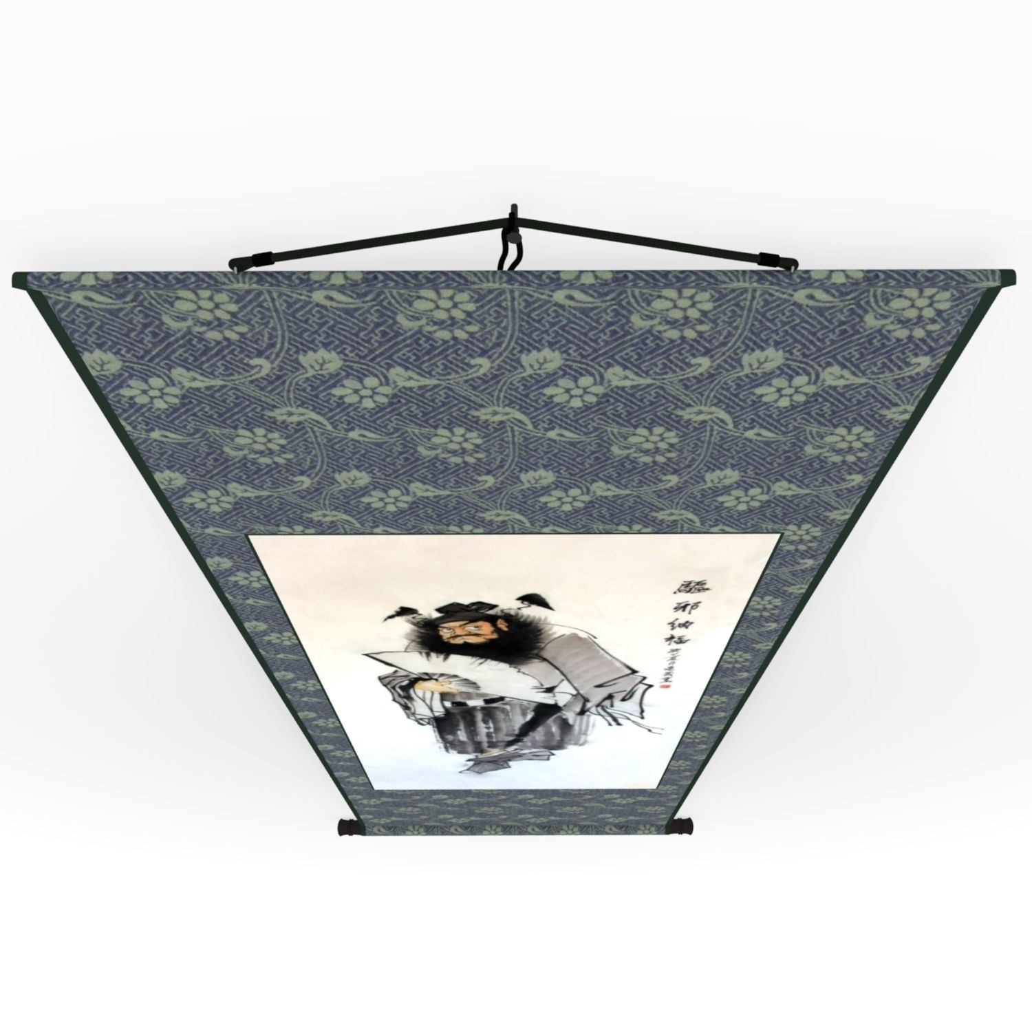 Chinese Hanging Scroll Brush Painting - Figure of Zhong Gui Low-poly 3D model_4