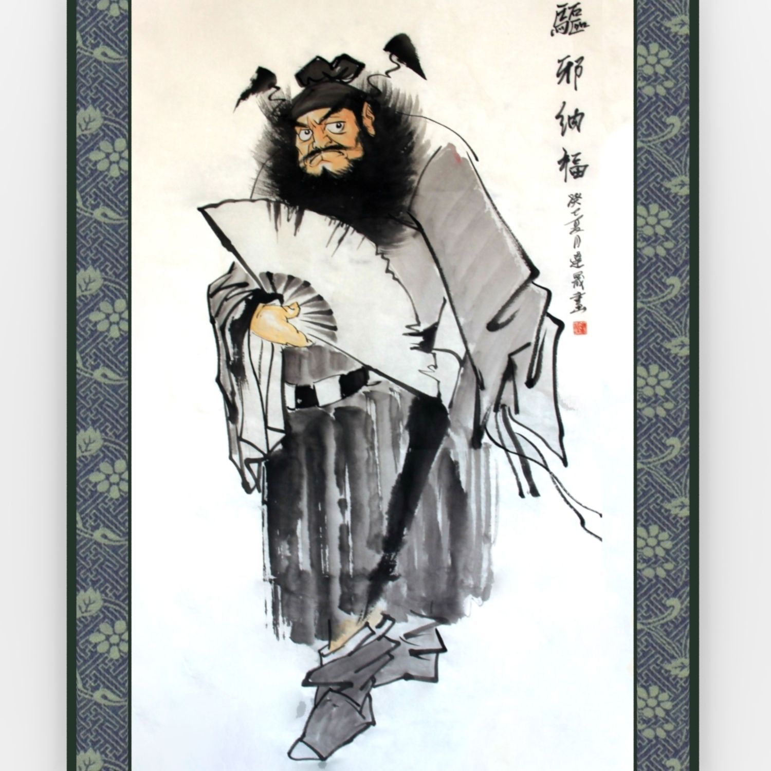 Chinese Hanging Scroll Brush Painting - Figure of Zhong Gui Low-poly 3D model_3