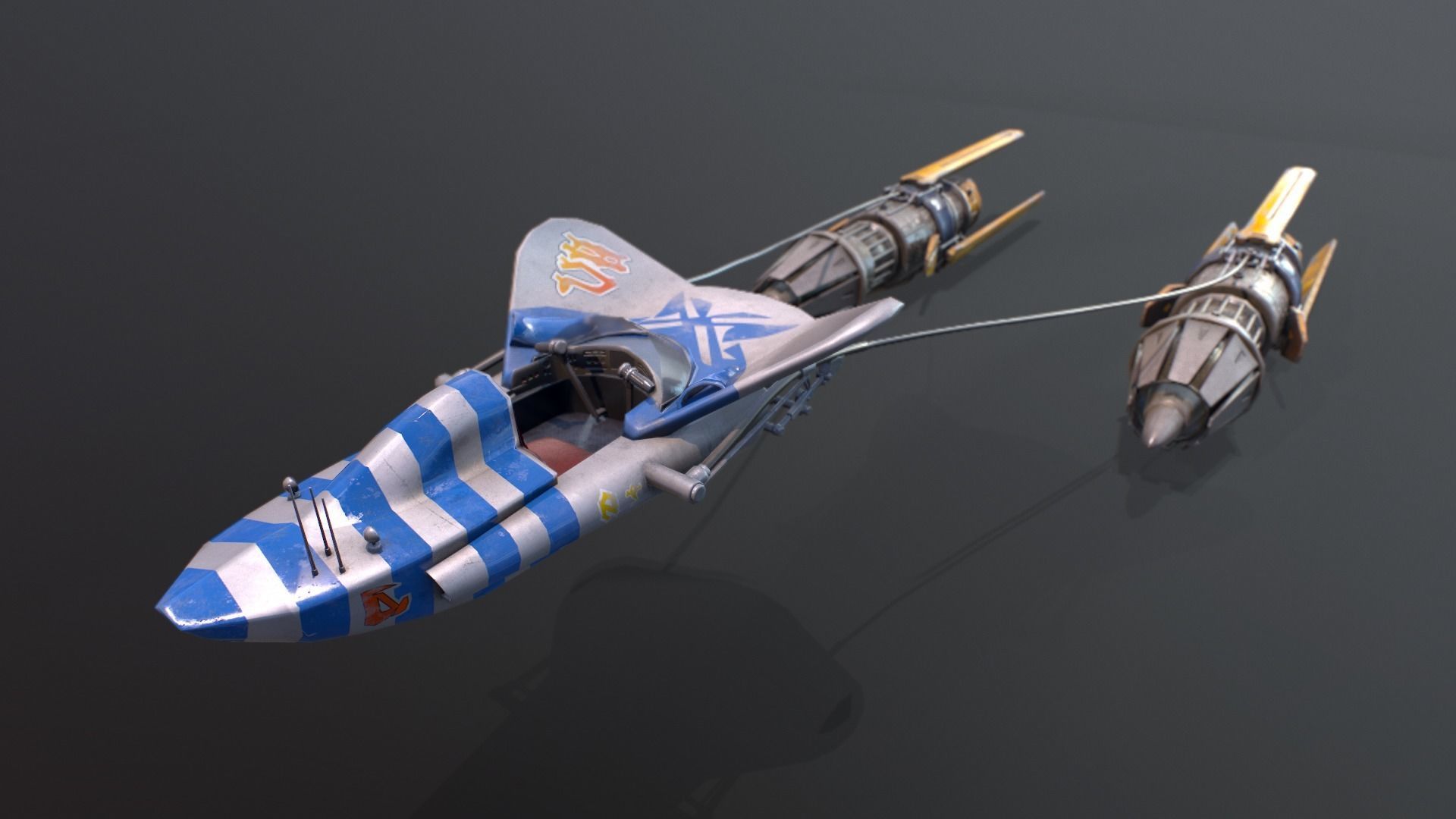 Star Wars  Anakin Pod Racer Low-poly 3D model_4