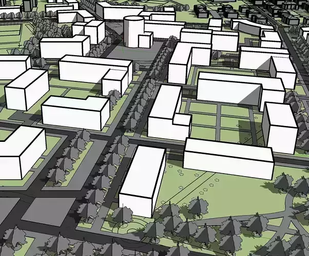 Urbana city with buildings and trees Free 3D model