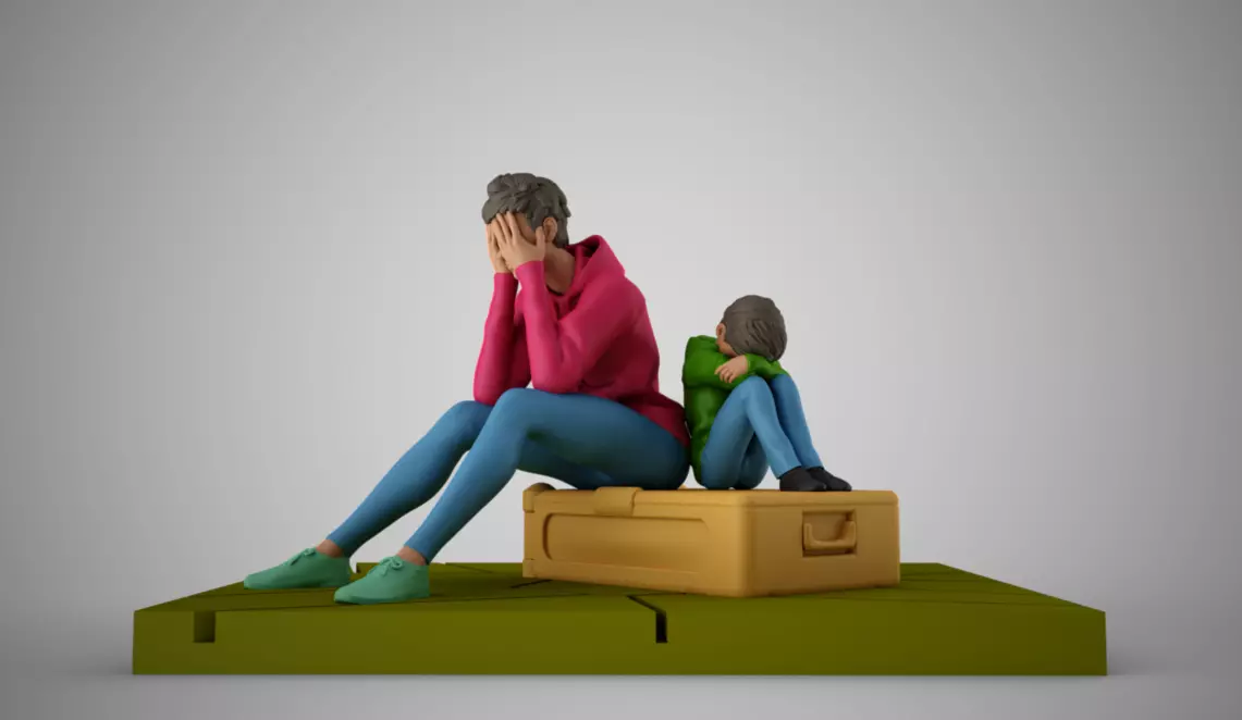 Mother and Child at Station 3D print model_0