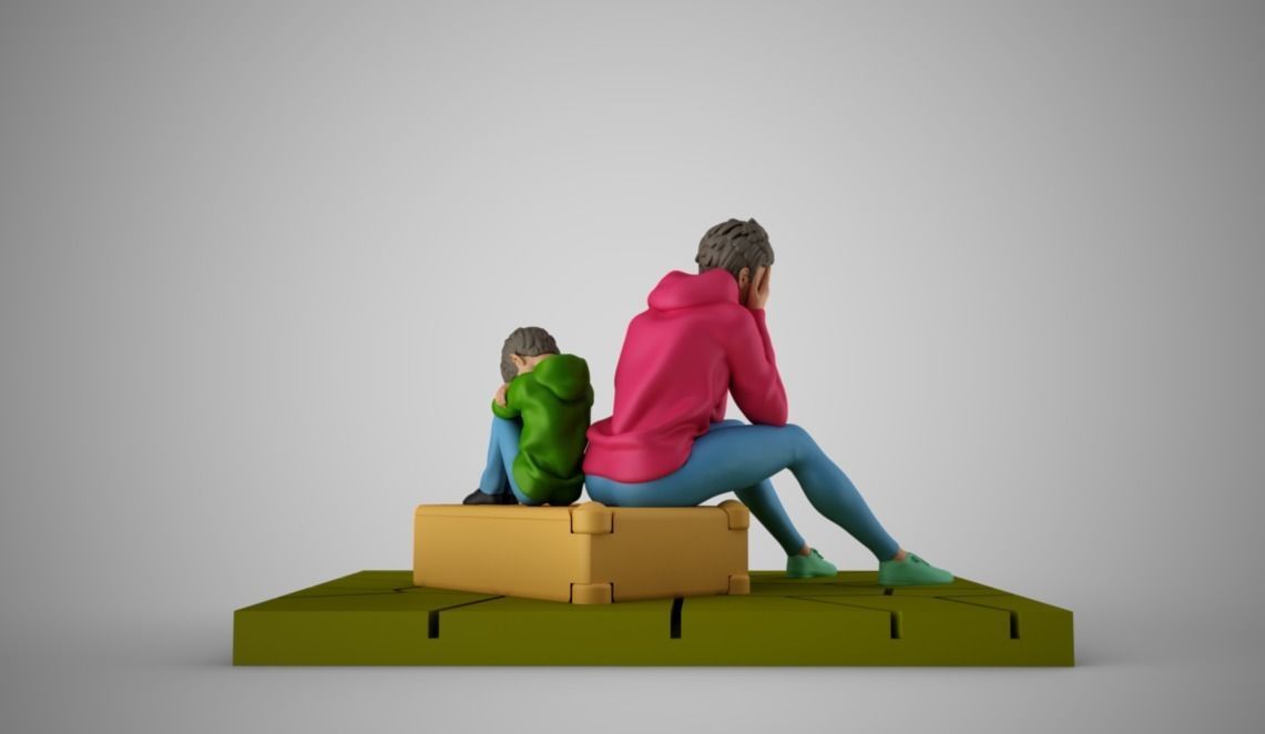 Mother and Child at Station 3D print model_7
