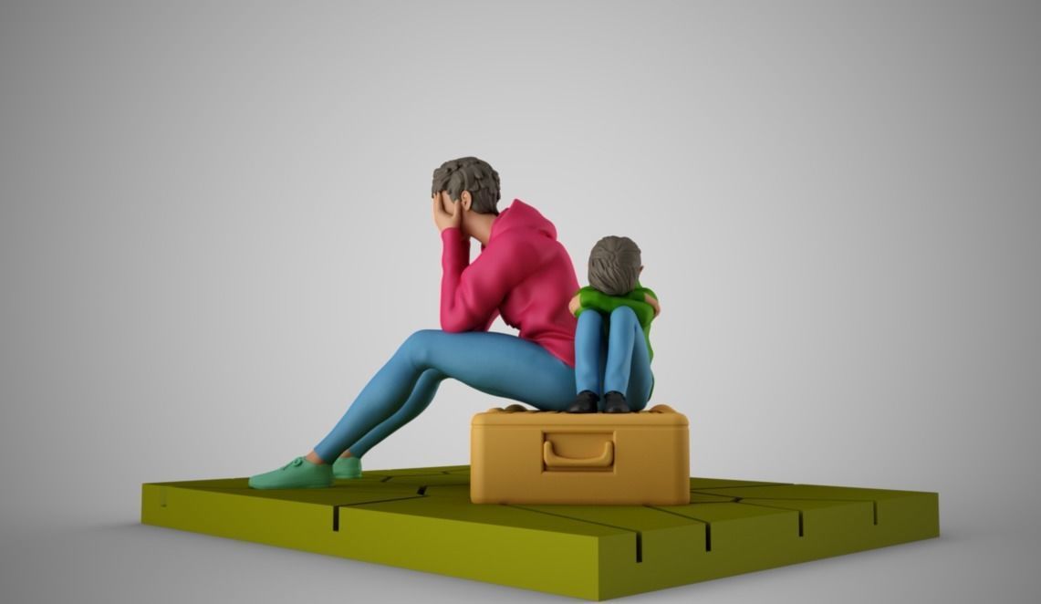 Mother and Child at Station 3D print model_4